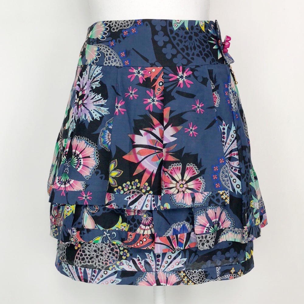 SOLD NWOT Leifsdottir Floral Layered Mini Skirt - Picture 1 of 6